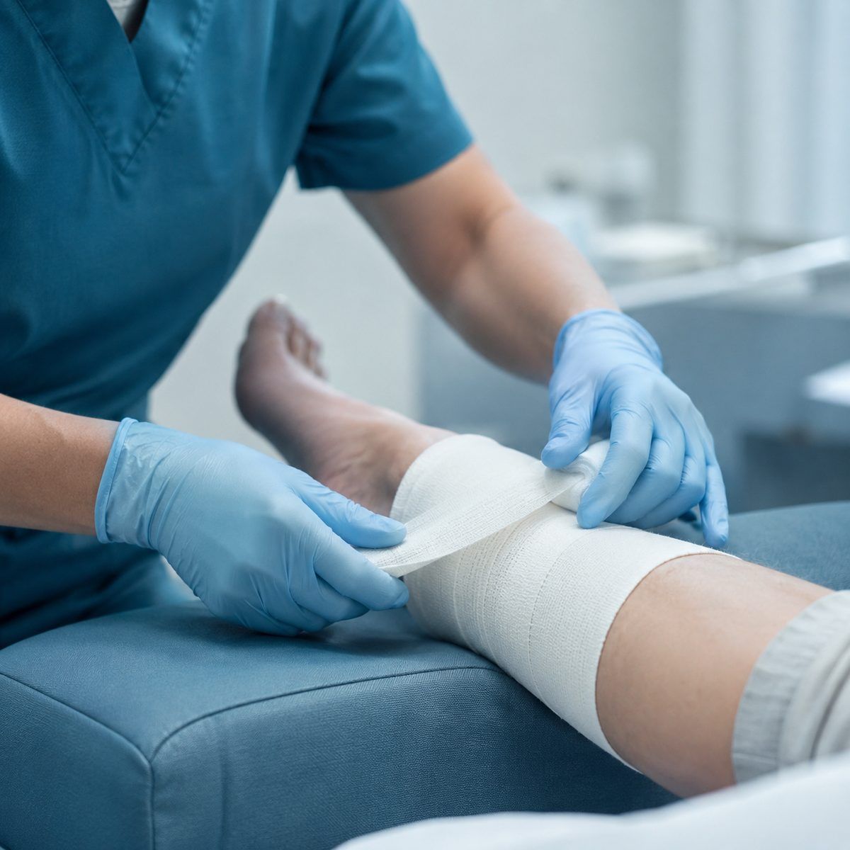 A clinician providing Advanced Wound Care